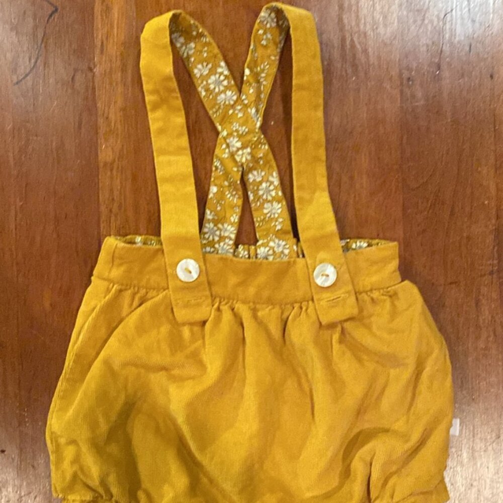 Jacadi Paris Mustard Corduroy Baby Romper (6M, Girls)